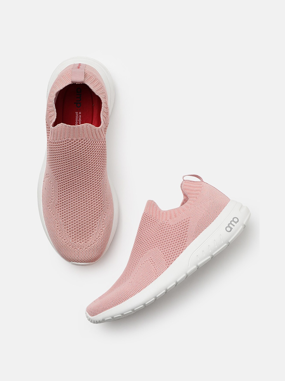 

AMP Women Textured Slip-On Sneakers, Pink
