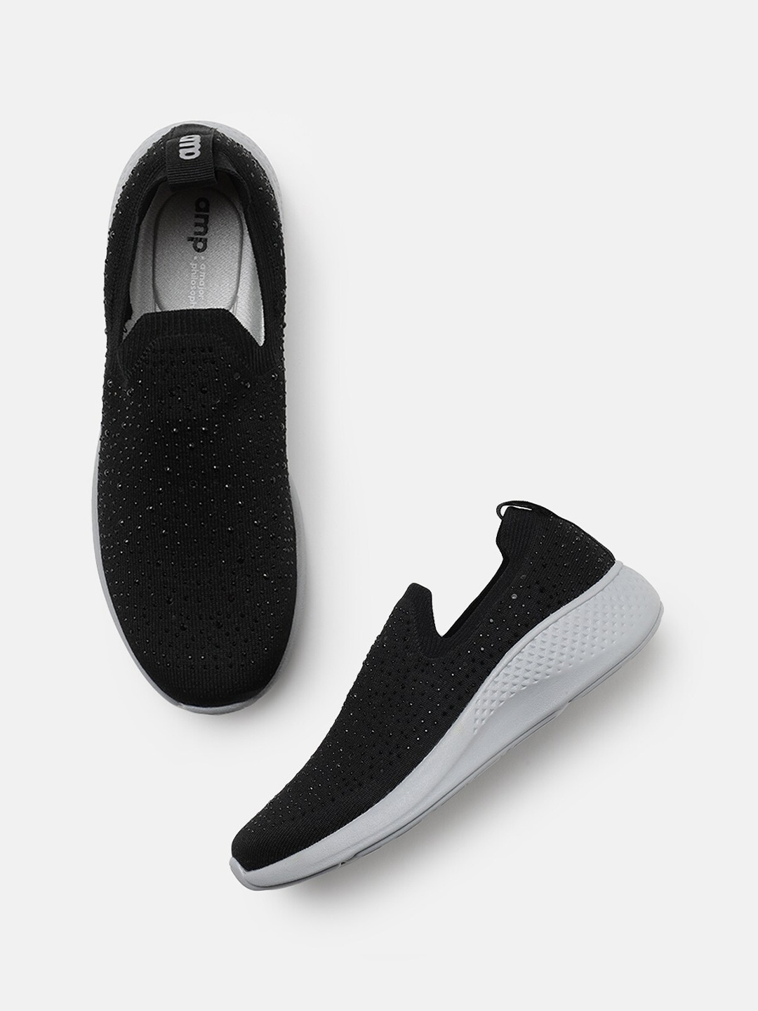 

AMP Women Embellished Slip-On Sneakers, Black