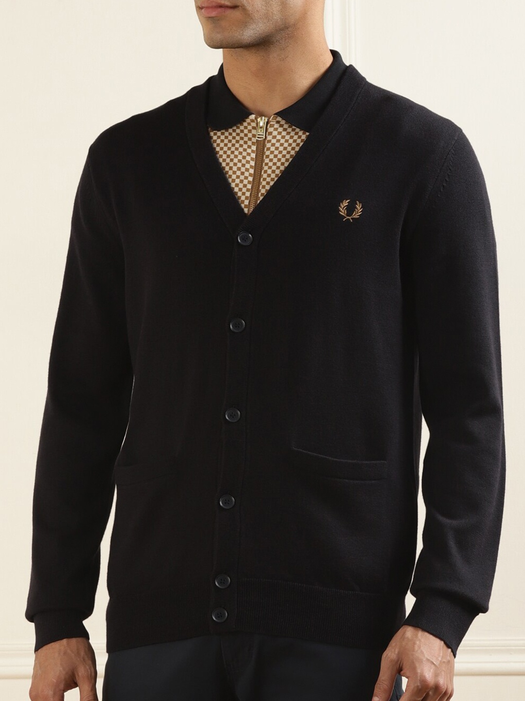 

Fred Perry V-Neck Woollen Formal Cardigan, Navy blue