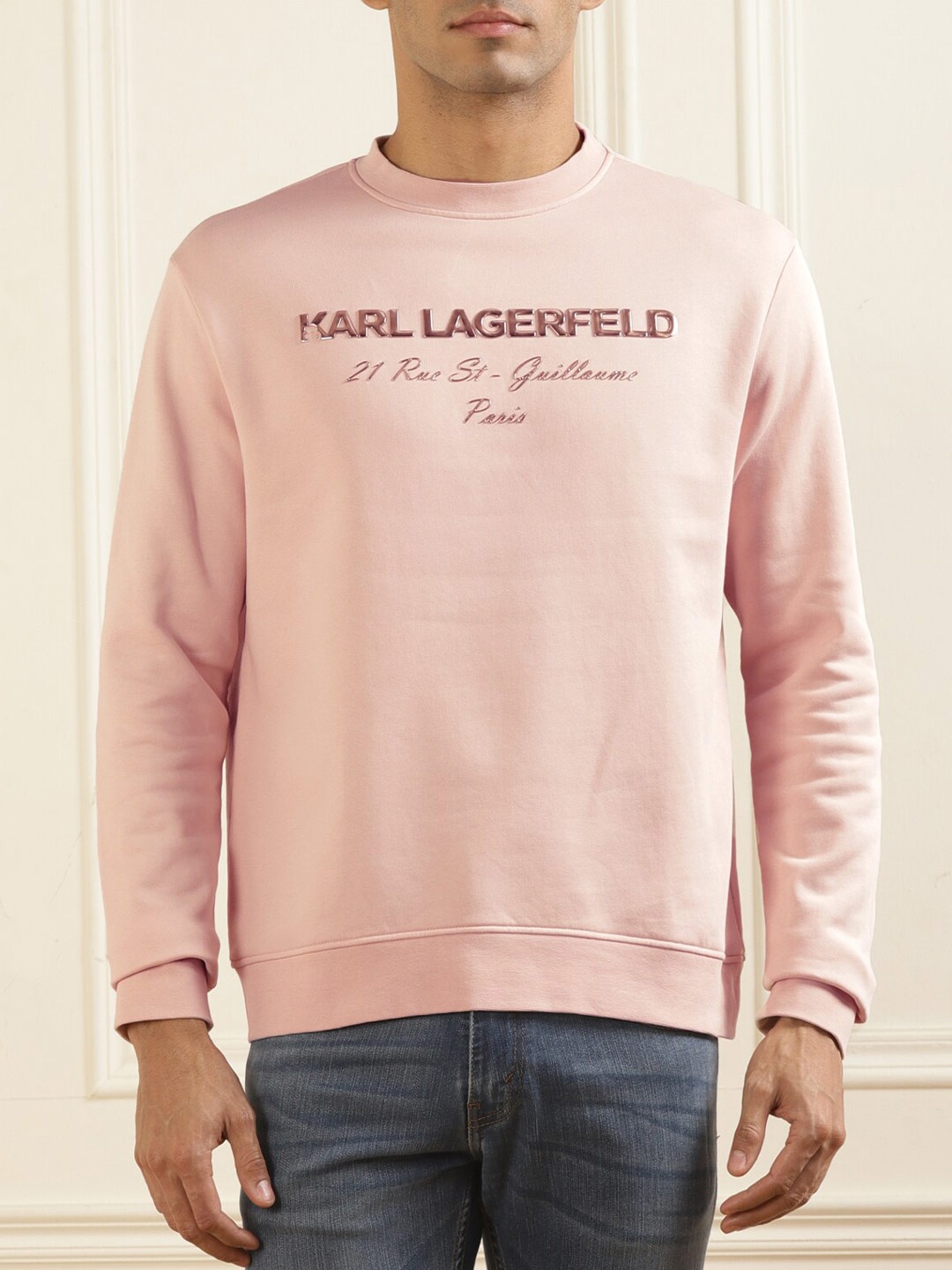 

Karl Lagerfeld Brand Logo 3D Printed Pure Cotton Pullover Sweatshirt, Pink