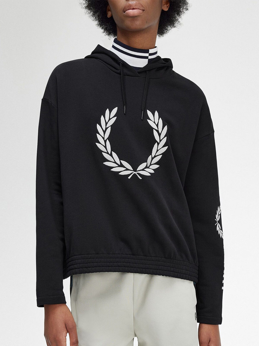

Fred Perry Brand Logo Printed Hooded Cotton Pullover Sweatshirt, Black