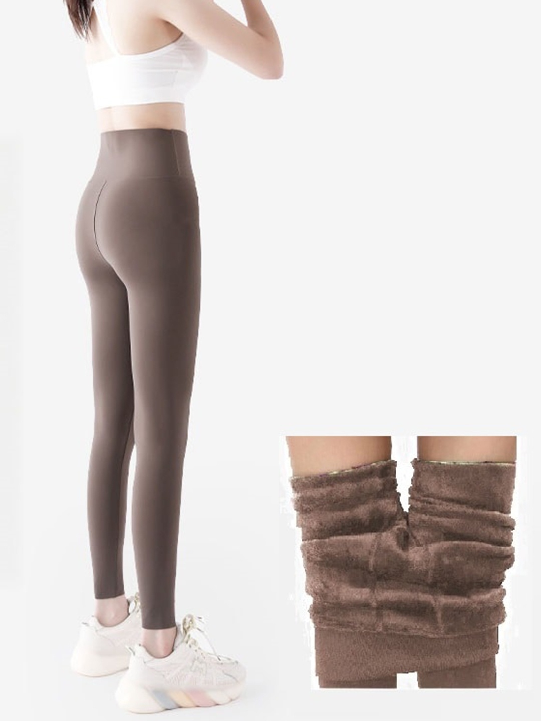 

Alexvyan Women Fur Inside Warm Thick Slim Soft Winter Legging, Brown