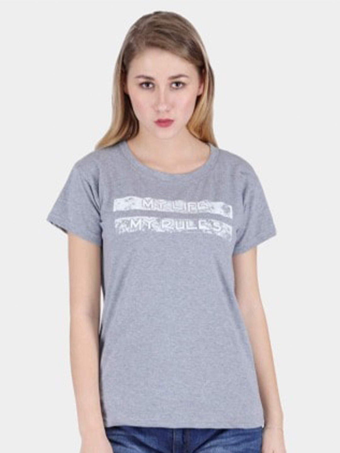 

BROADSTAR Typography Printed Regular Fit Pure Cotton Casual T-shirt, Grey