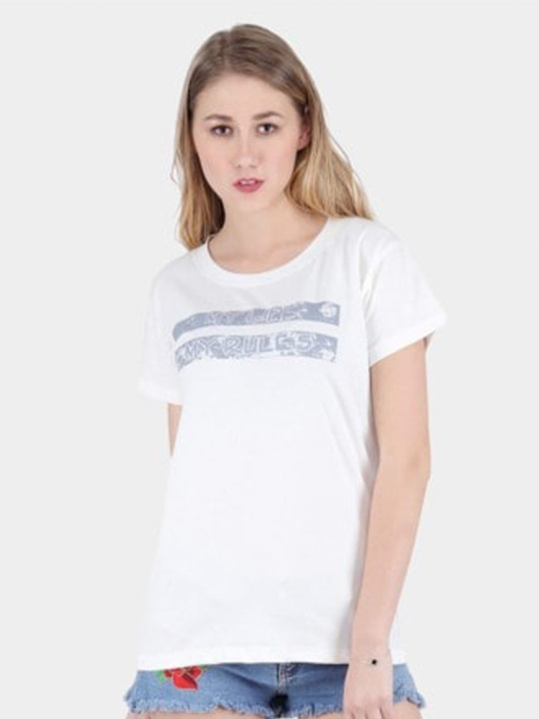 

BROADSTAR Typography Printed Regular Fit Pure Cotton Casual T-shirt, Cream