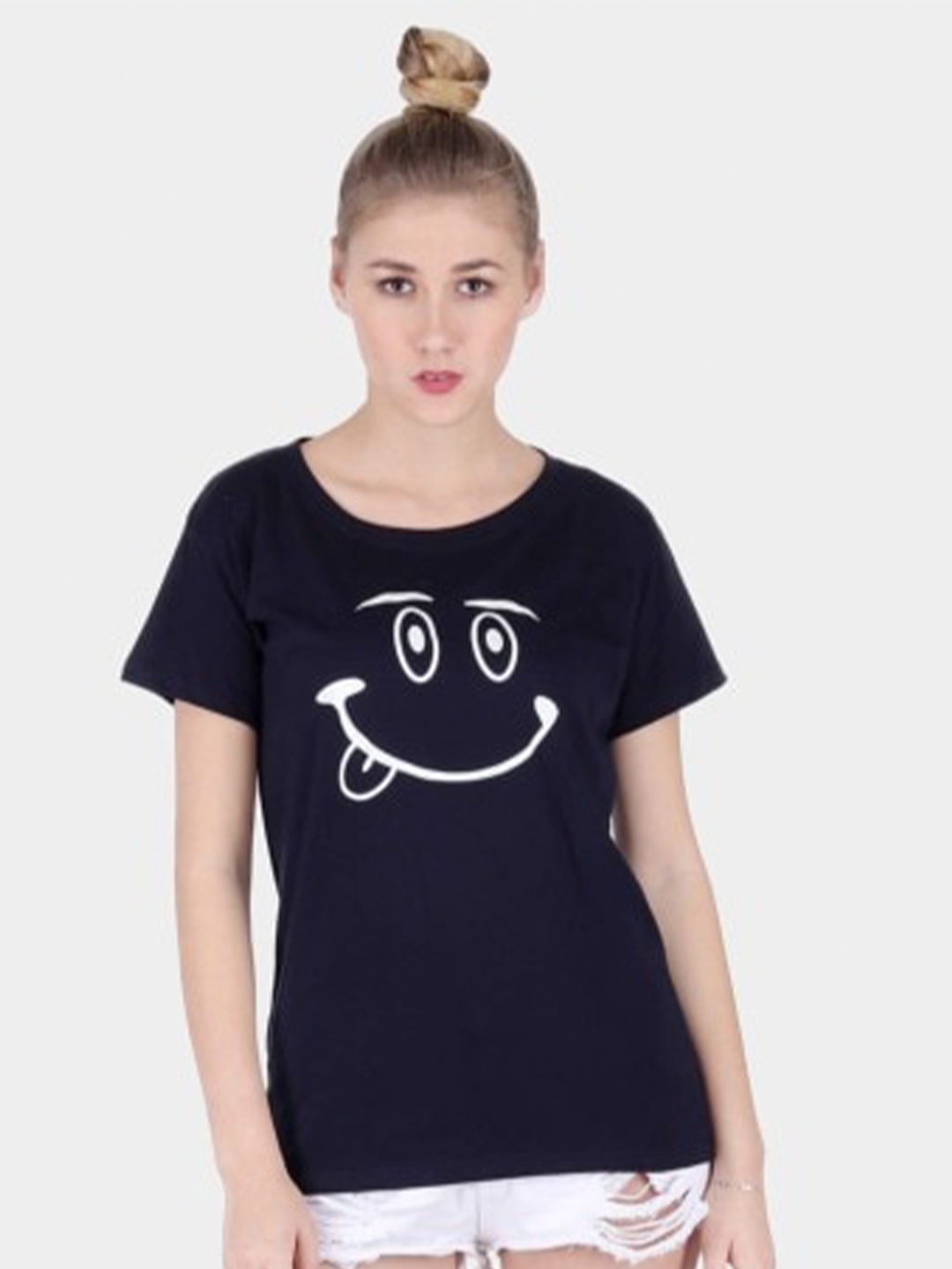 

BROADSTAR Graphic Printed Round Neck Short Sleeves Cotton Regular T-shirt, Navy blue
