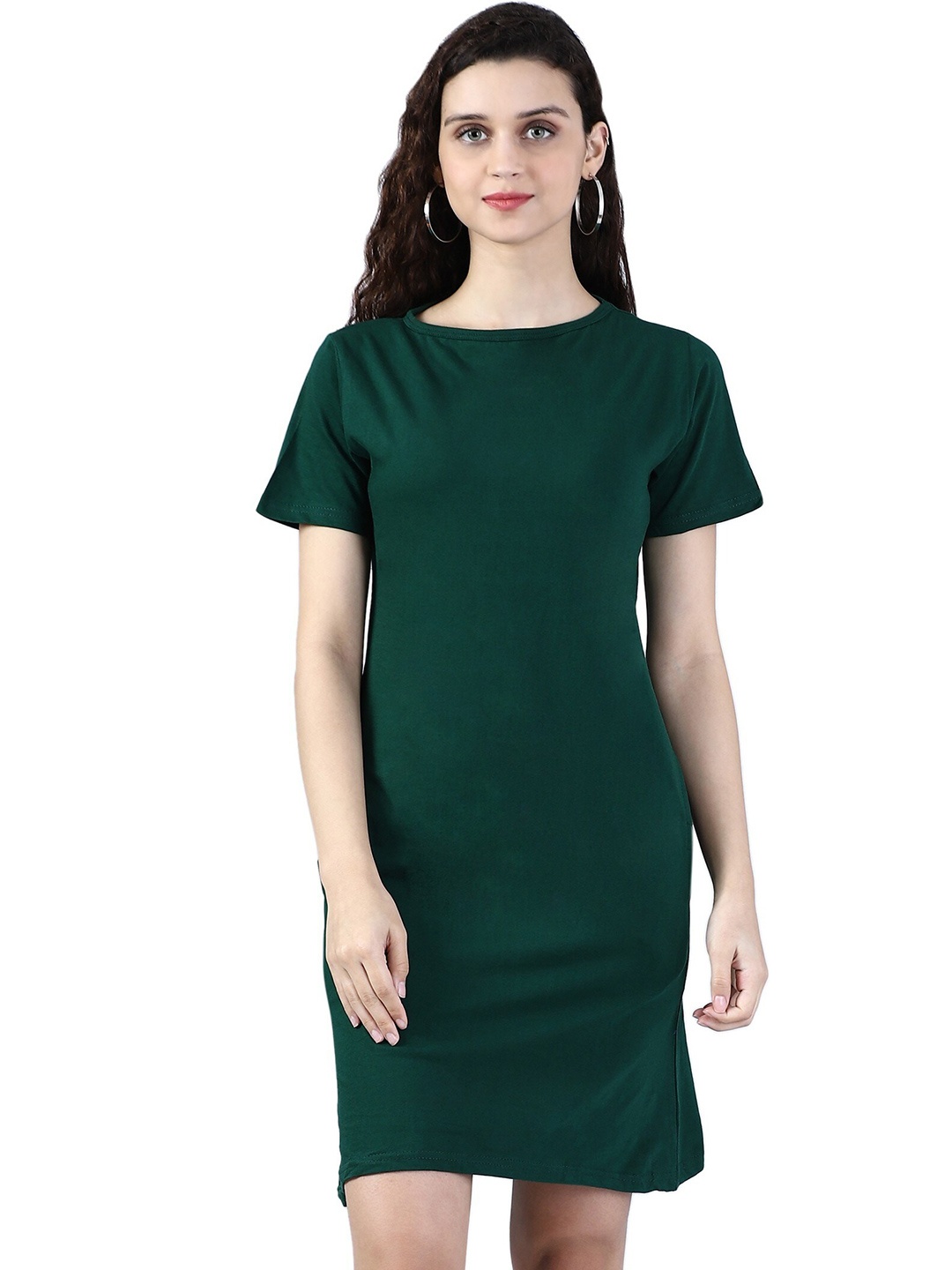 

BROADSTAR Round Neck Pure Cotton Long T-shirt, Green