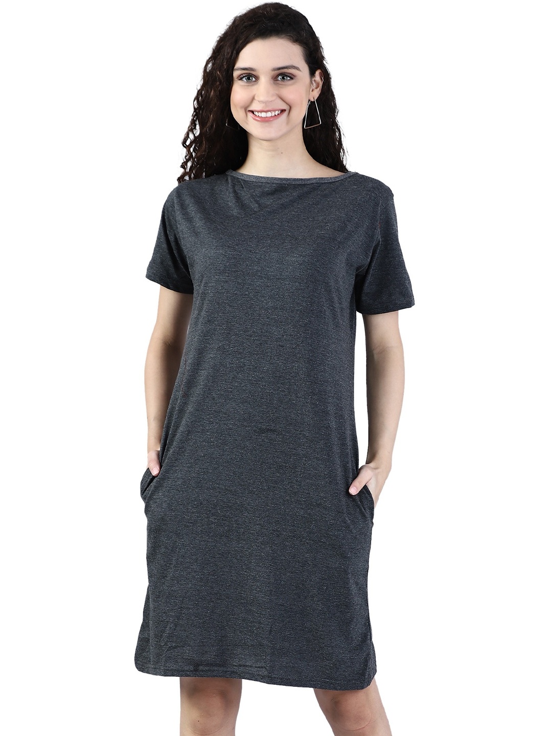 

Next One Above Knee Pure Cotton T-shirt Dress, Grey
