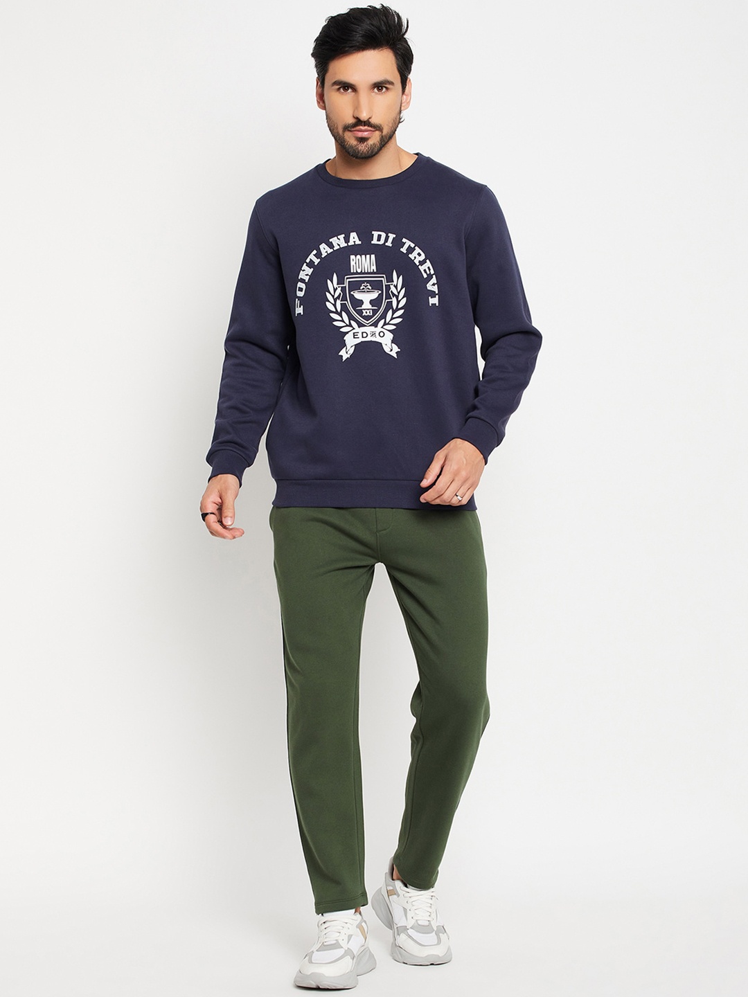 

EDRIO Men Printed T-Shirt With Trousers, Navy blue