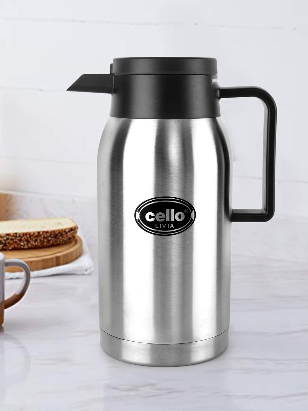 

Cello Stainless Steel Glossy Stainless Steel Carafe 750ml, Silver