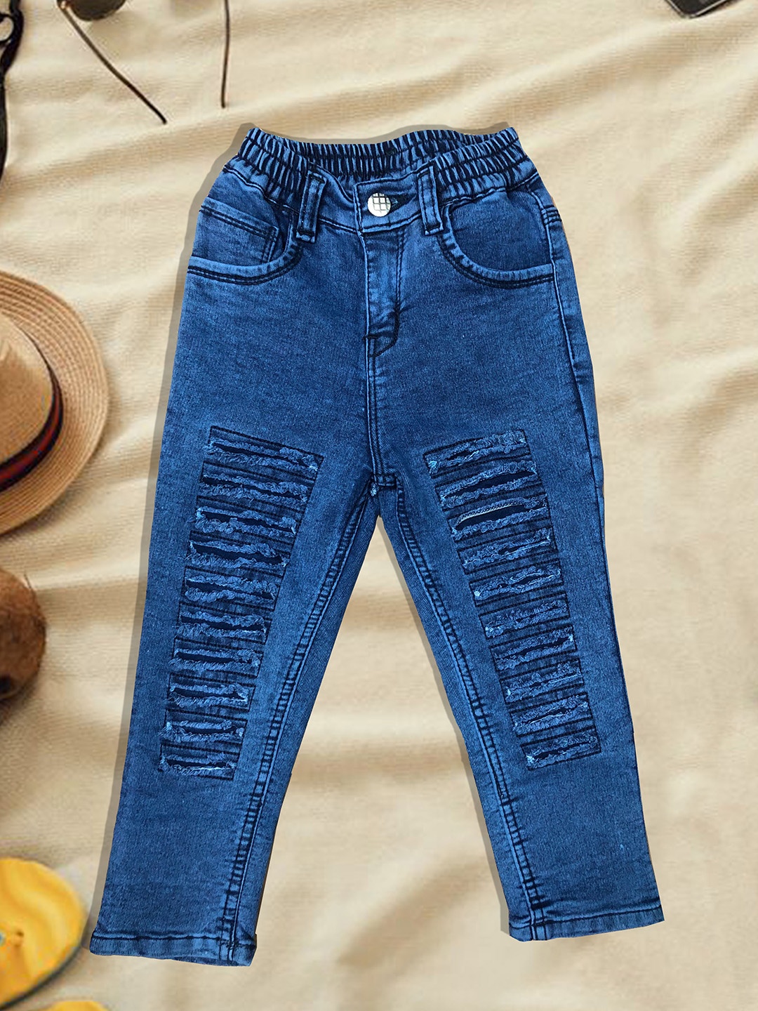 

A-Okay Boys Slim Fit High-Rise Ripped Stretchable Jeans, Blue