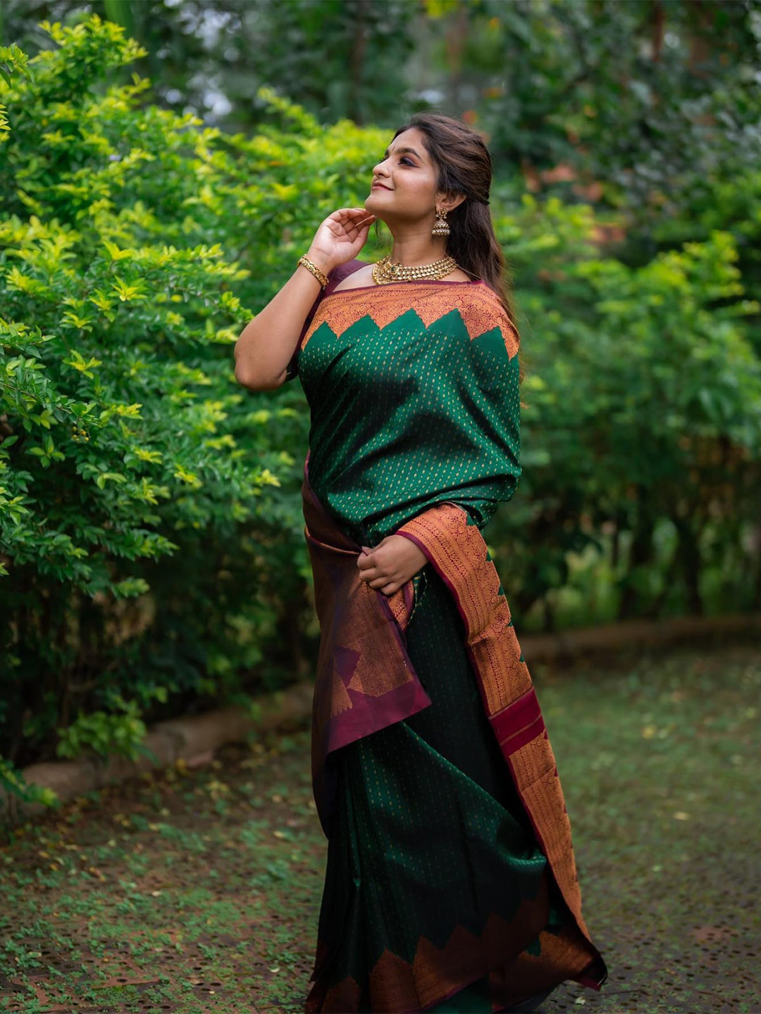 

TIEXA Woven Design Zari Pure Silk Banarasi Saree, Sea green