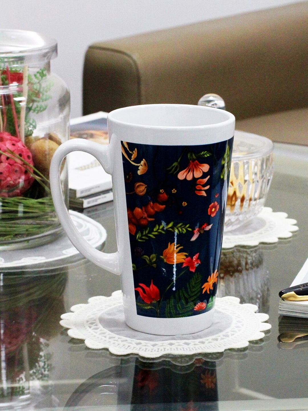 

KOLOROBIA White & Blue Printed Ceramic Glossy Irish Mug 425 ml