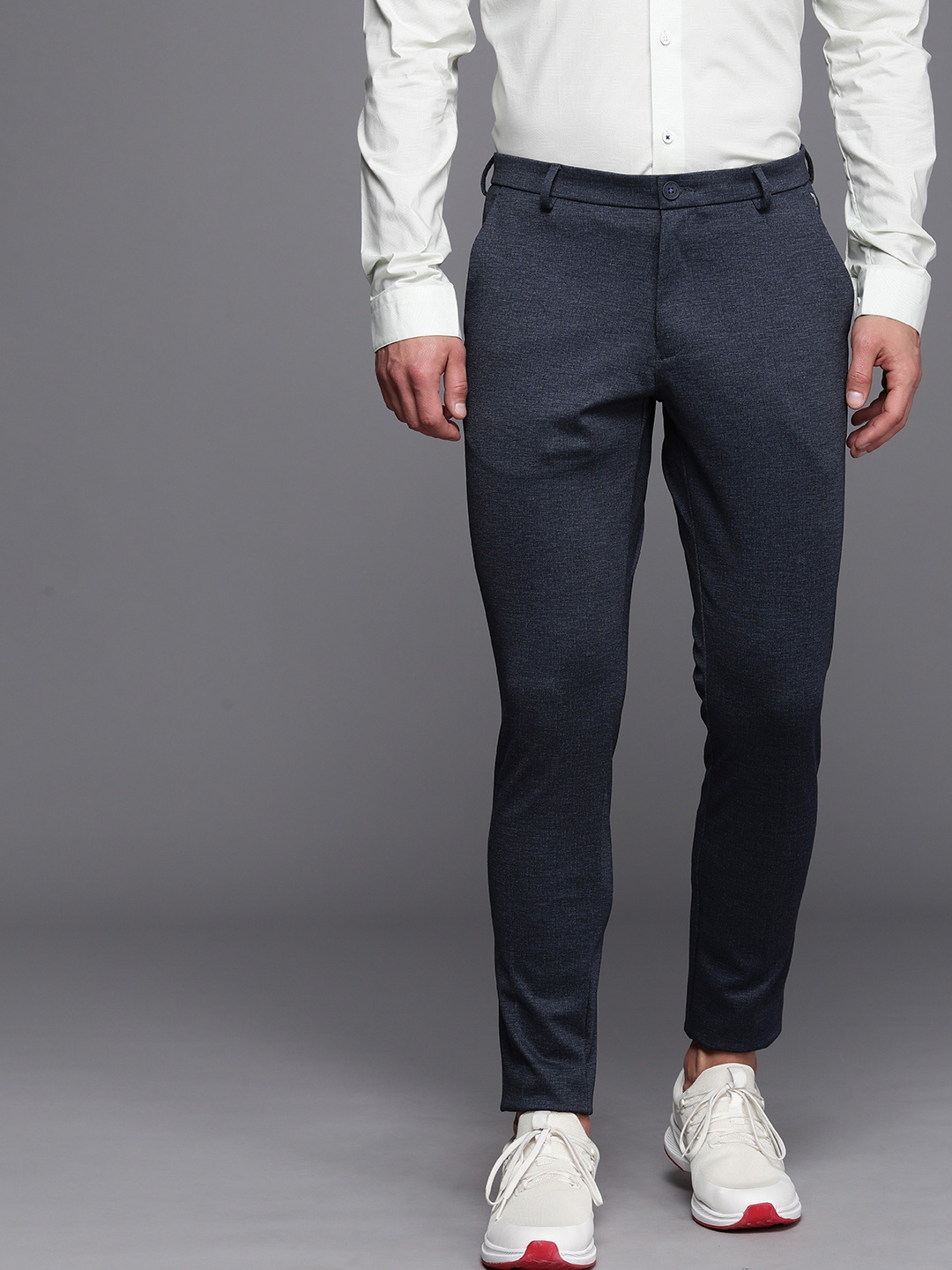 

Louis Philippe Ath.Work Men Comfort Tapered Fit Trousers, Navy blue