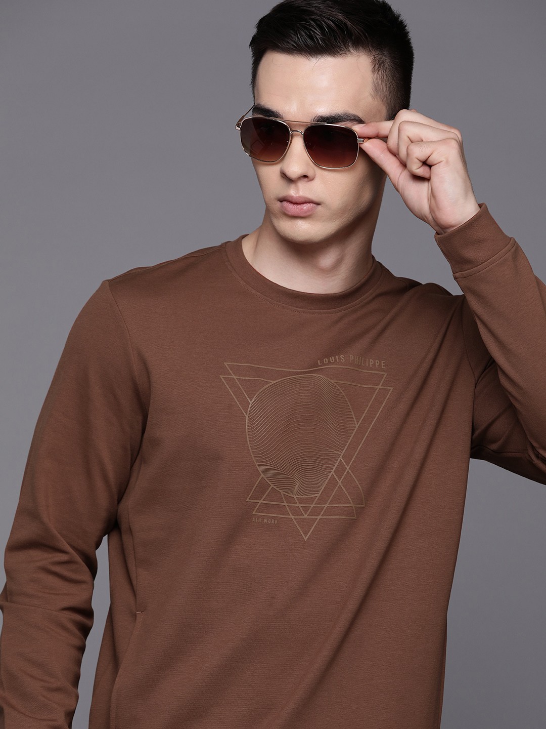 

Louis Philippe Ath.Work Geometric Print Sweatshirt, Brown