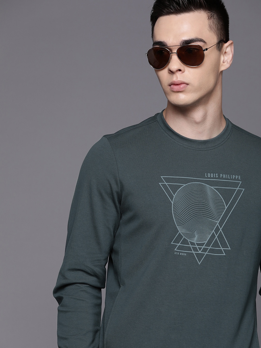 

Louis Philippe Ath.Work Geometric Print Sweatshirt, Green