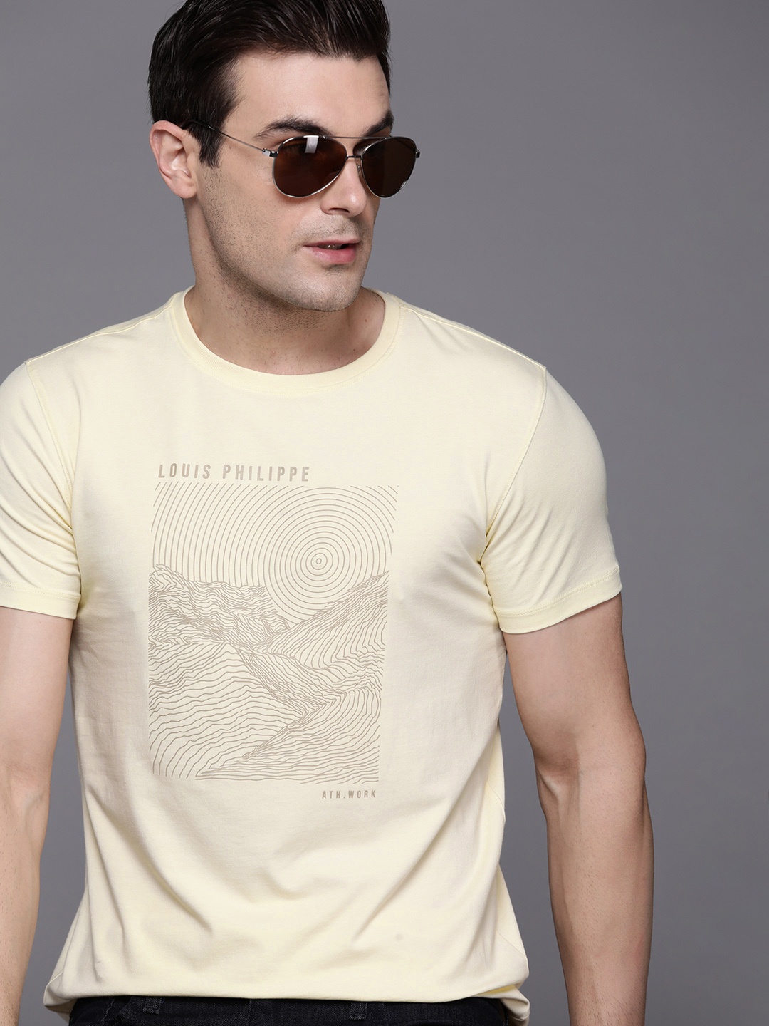 

Louis Philippe Ath.Work Printed Slim Fit T-shirt, Cream