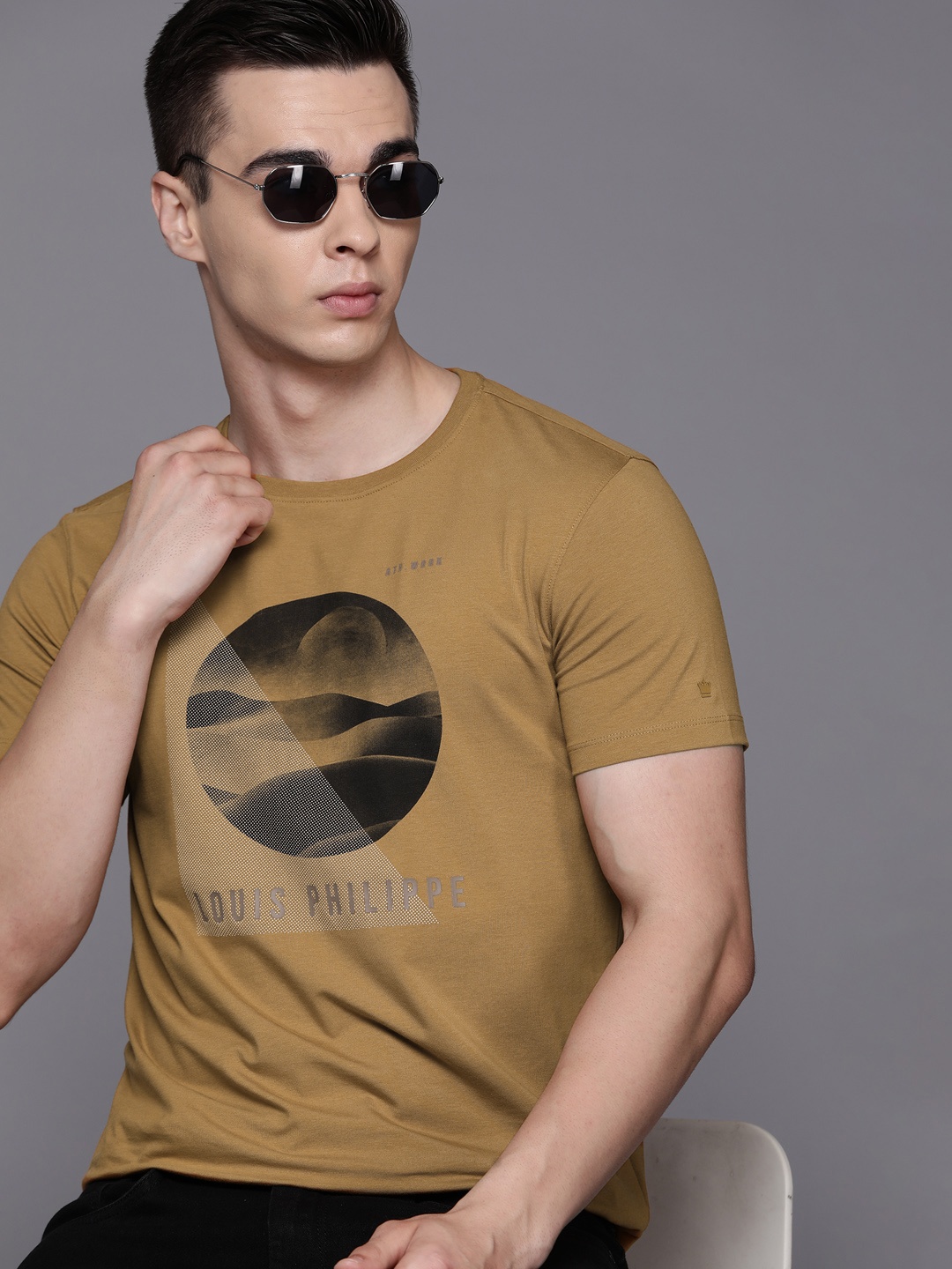

Louis Philippe Ath.Work Printed Slim Fit T-shirt, Rust