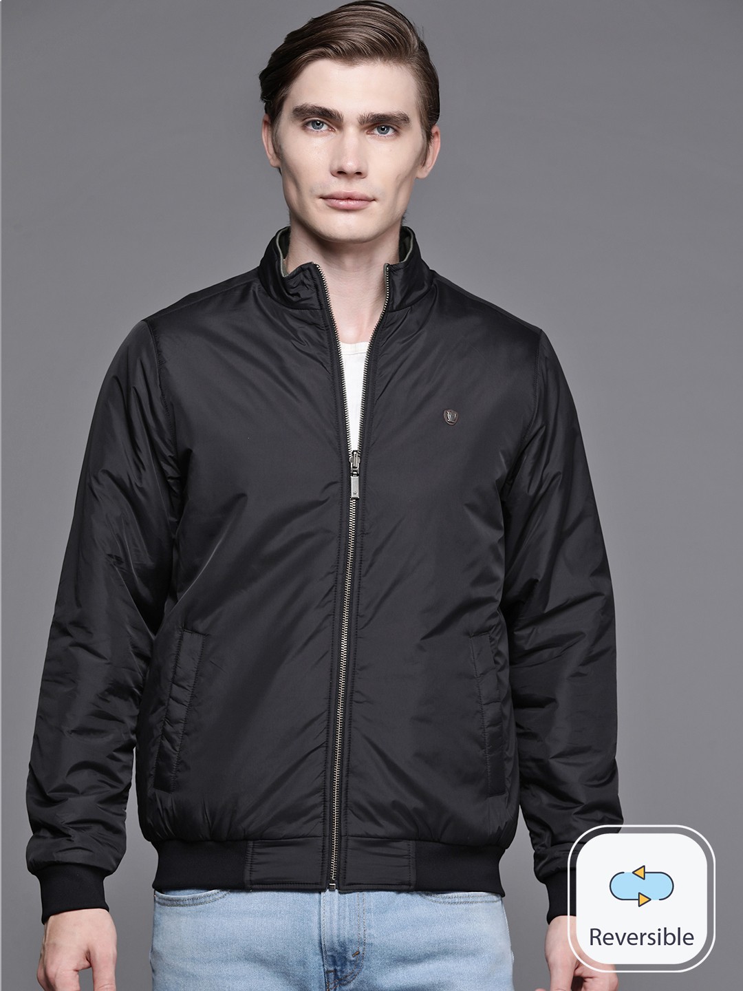 

Louis Philippe Mock Collar Bomber Jacket, Black