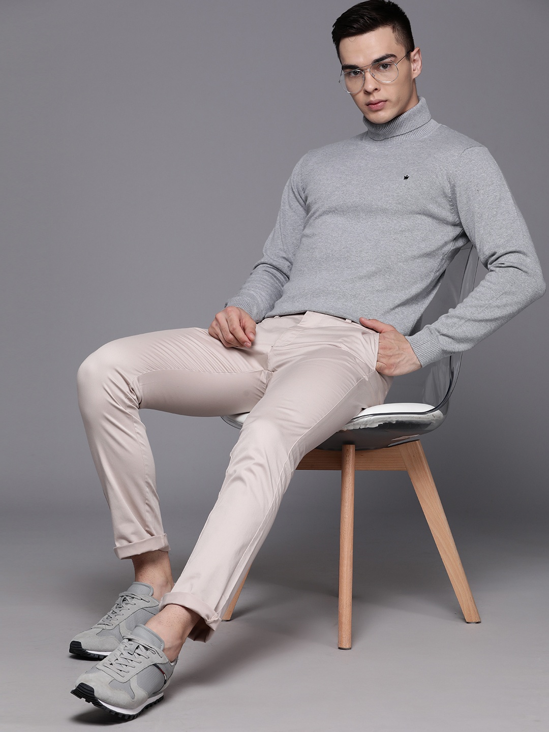 

Louis Philippe Cotton Turtle Neck Pullover, Grey