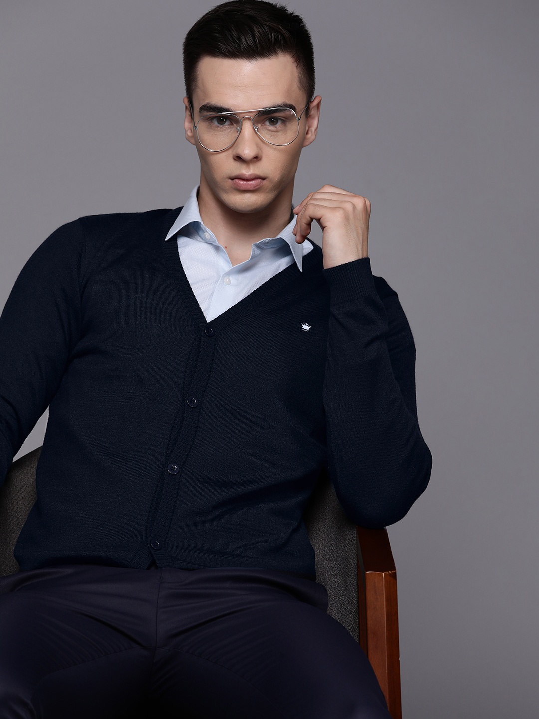 

Louis Philippe Fine-Knit Pullover, Navy blue