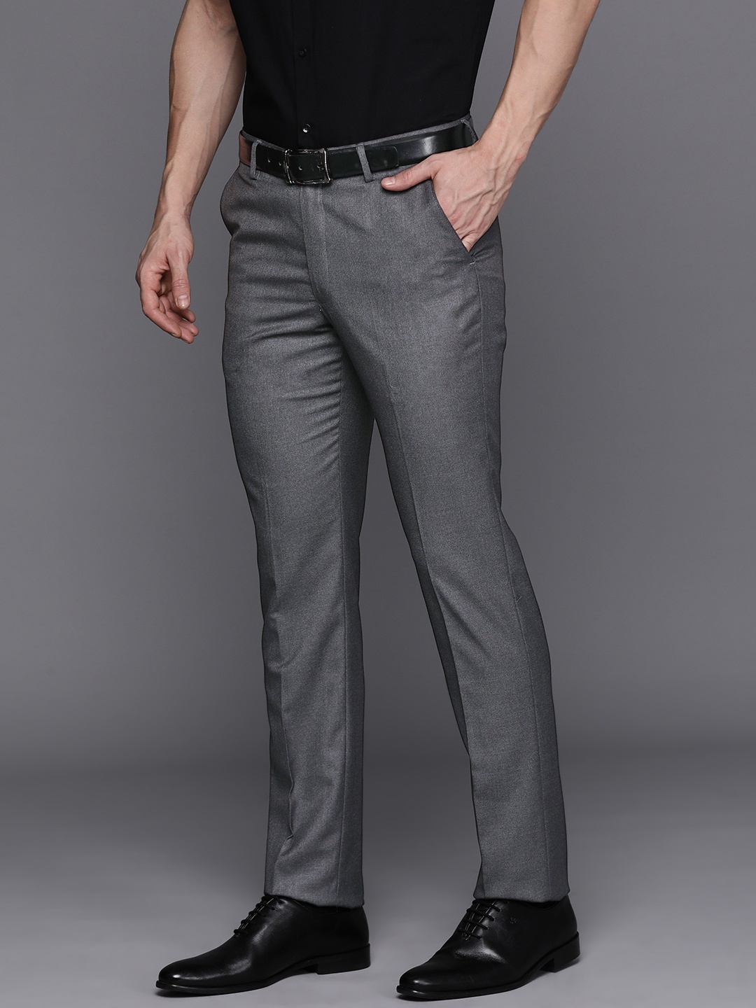 

Louis Philippe Men Slim Fit Formal Trousers, Grey