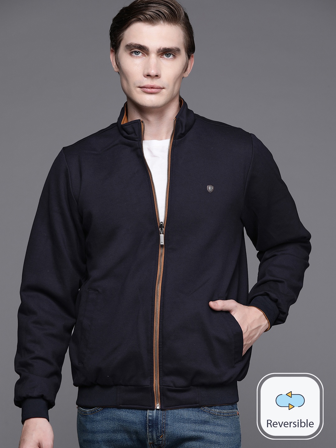 

Louis Philippe Reversible Bomber Jacket, Navy blue