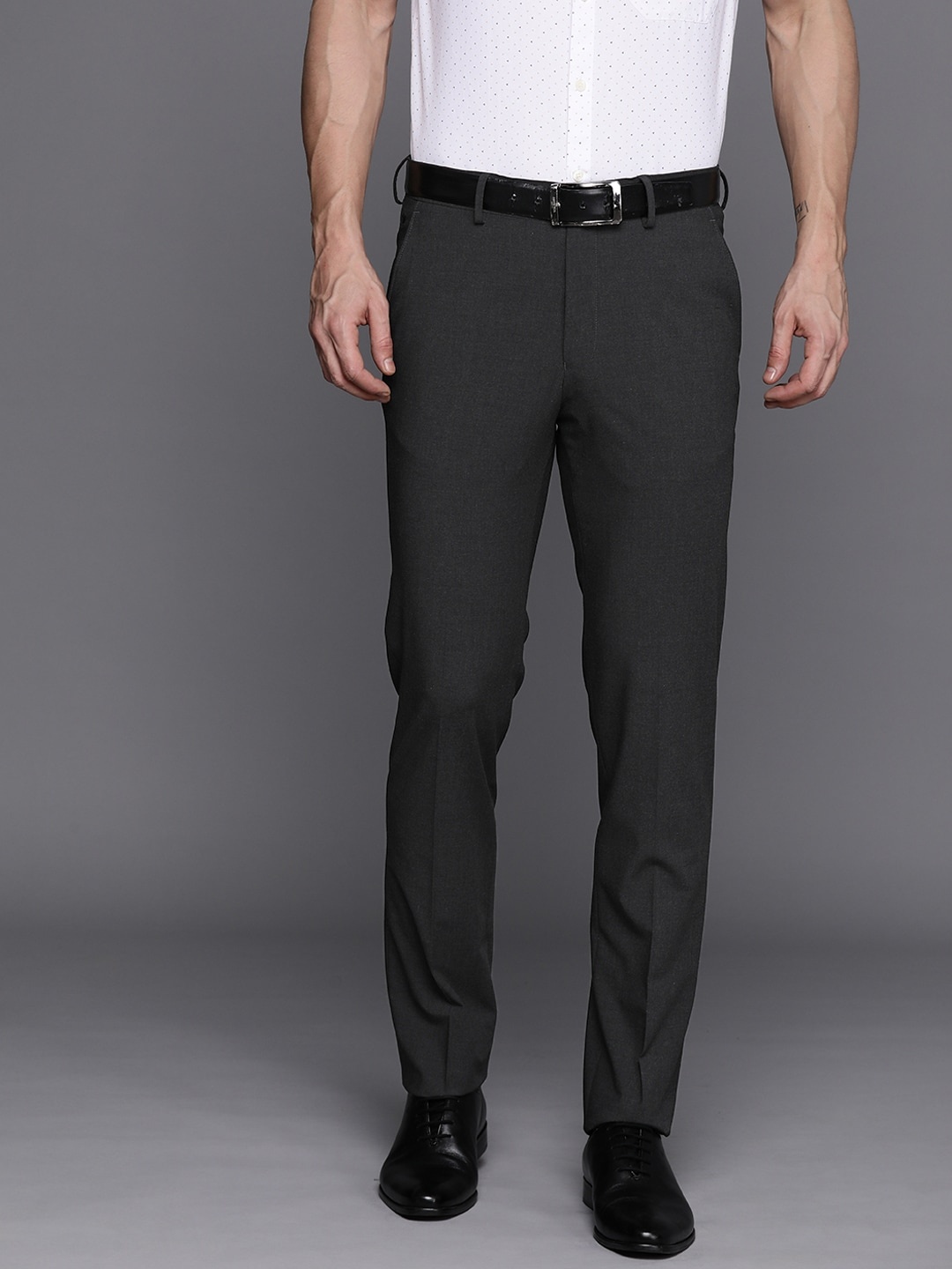 

Louis Philippe Men Slim Fit Formal Trousers, Grey