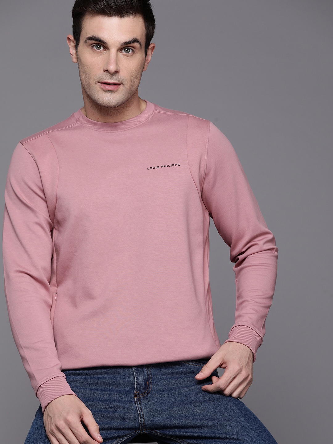 

Louis Philippe Minimal Brand Logo Printed Sweatshirt, Mauve