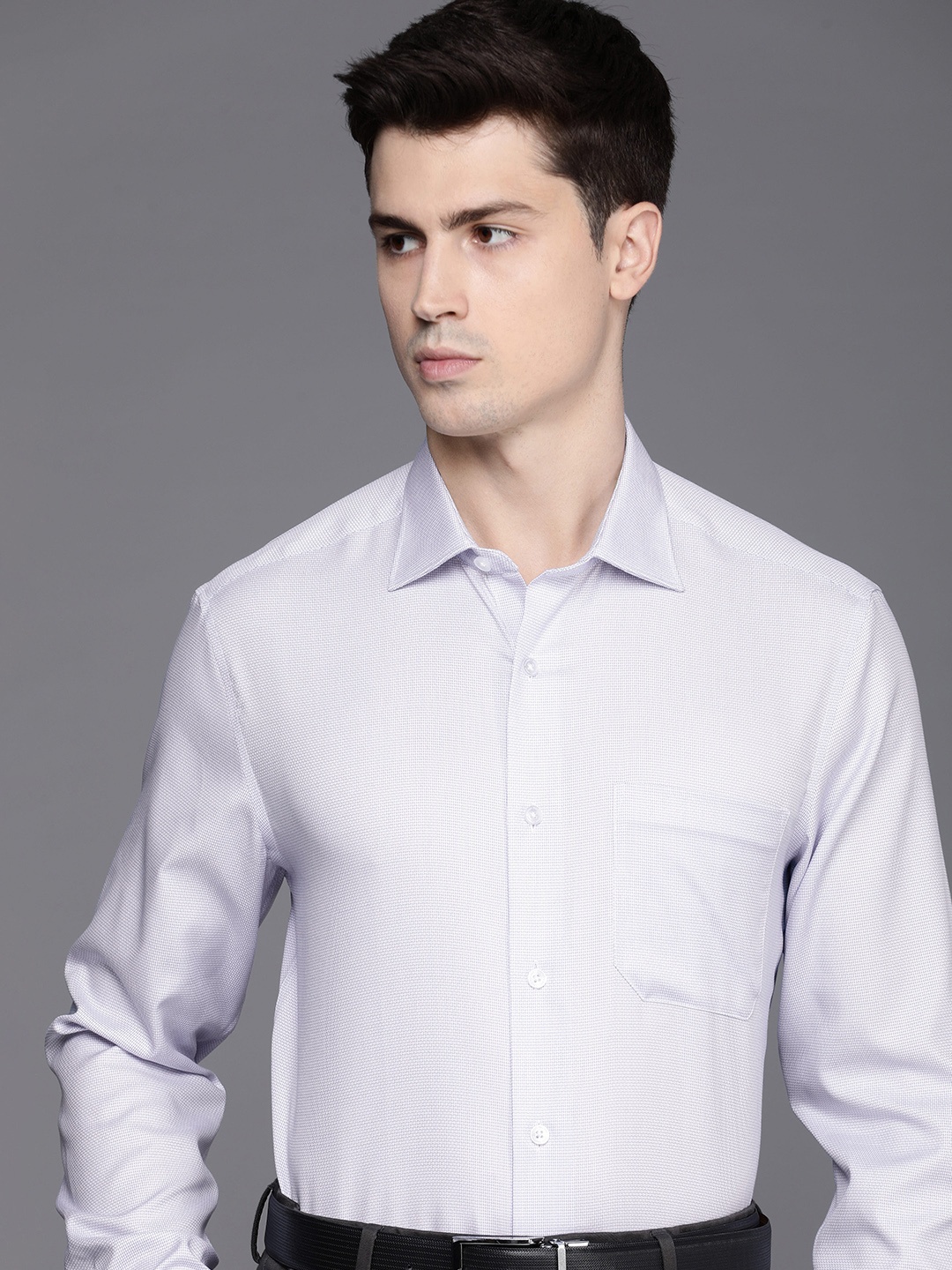 

Louis Philippe Pure Cotton Self Design Textured Formal Shirt, Blue