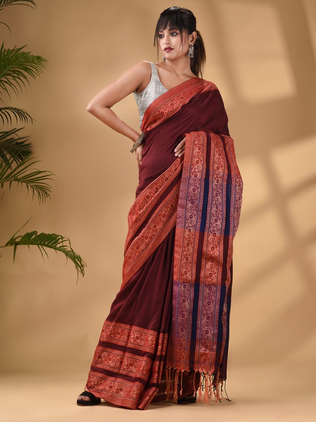 

Arhi Zari Pure Cotton Saree, Maroon