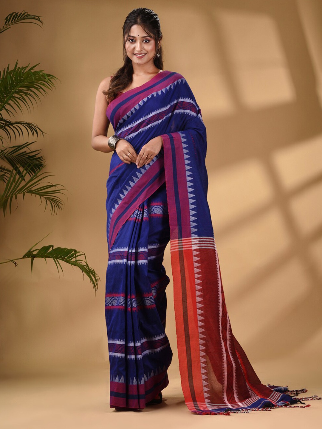 

Arhi Striped Woven Design Pure Cotton Saree, Blue