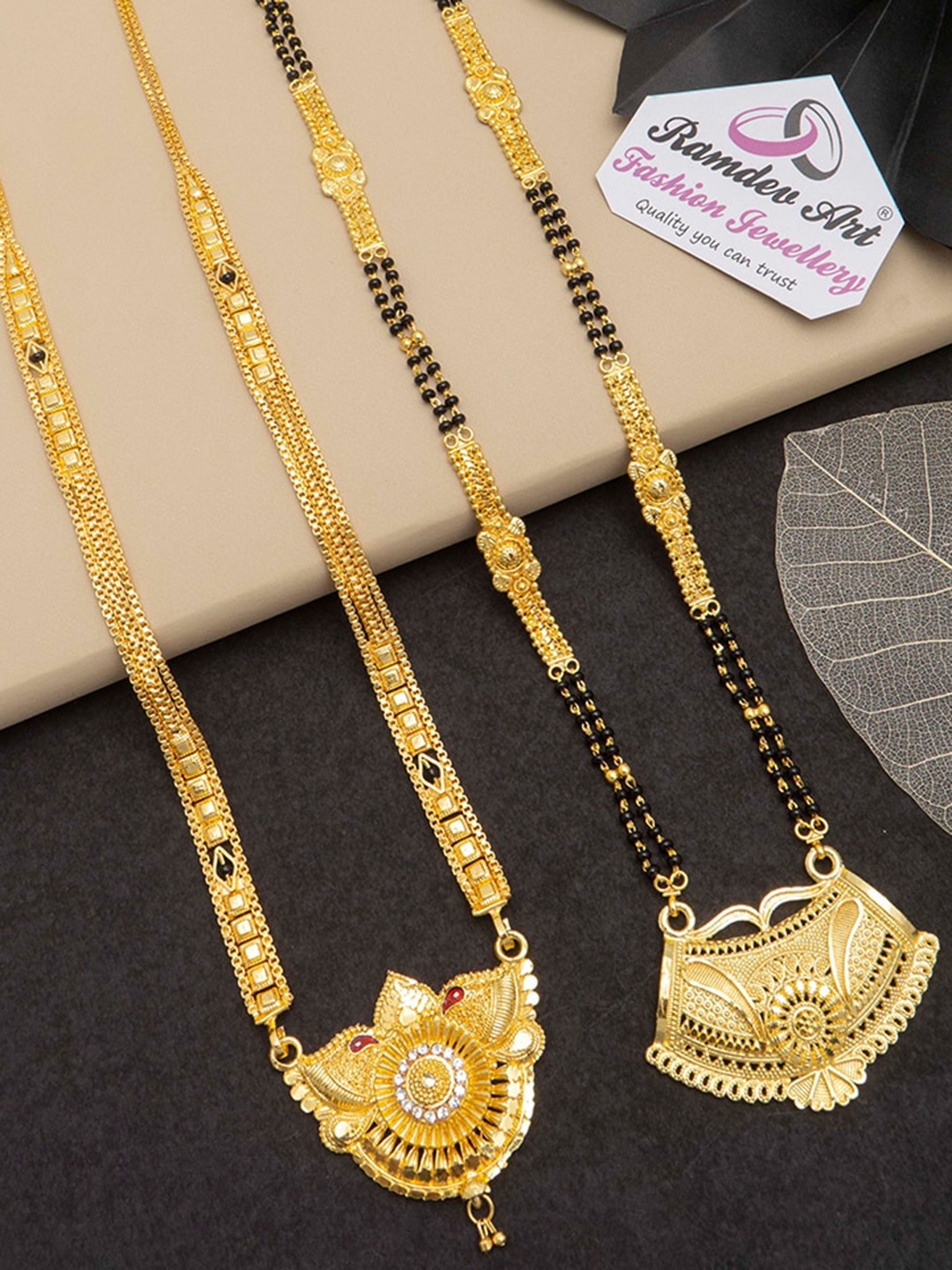 

Ramdev Art Fashion Jwellery Fashion Set Of 2 Gold-Plated Beaded Mangalsutra