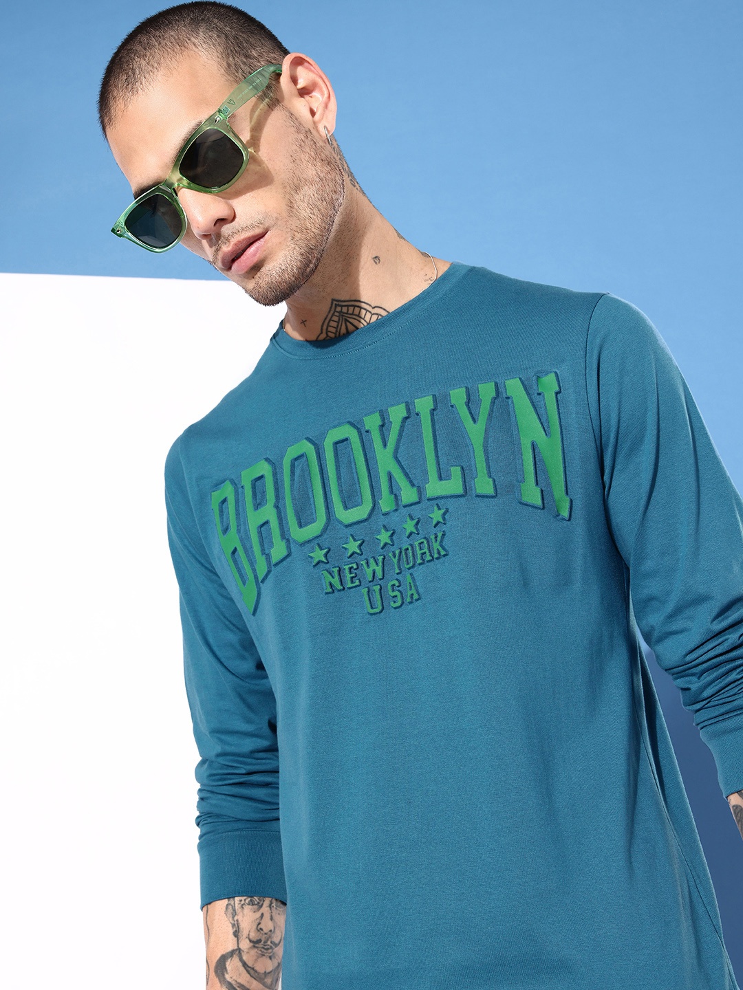 

DILLINGER Men Typography Printed Regular Fit T-shirt, Teal