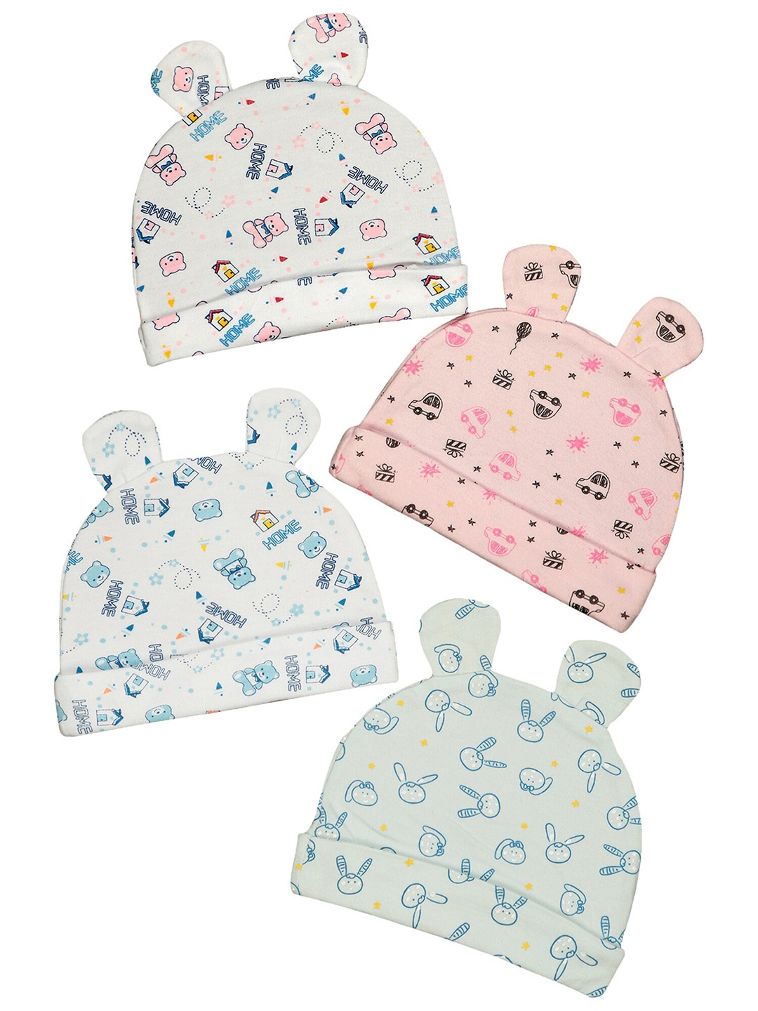 Bodycare Kids Set of 4 Assorted Printed Cotton Beanie