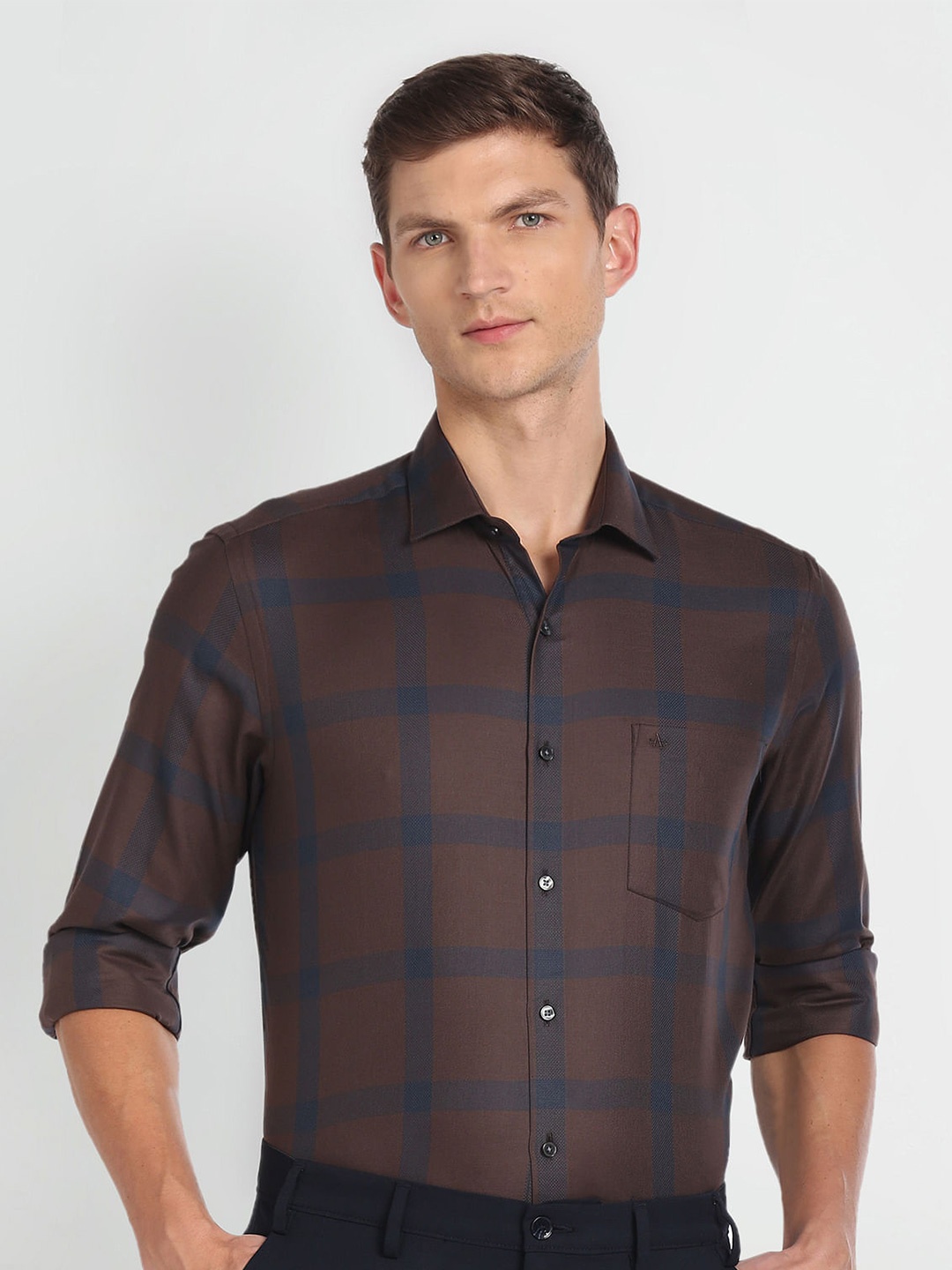 

Arrow Slim Fit Opaque Checked Casual Shirt, Brown