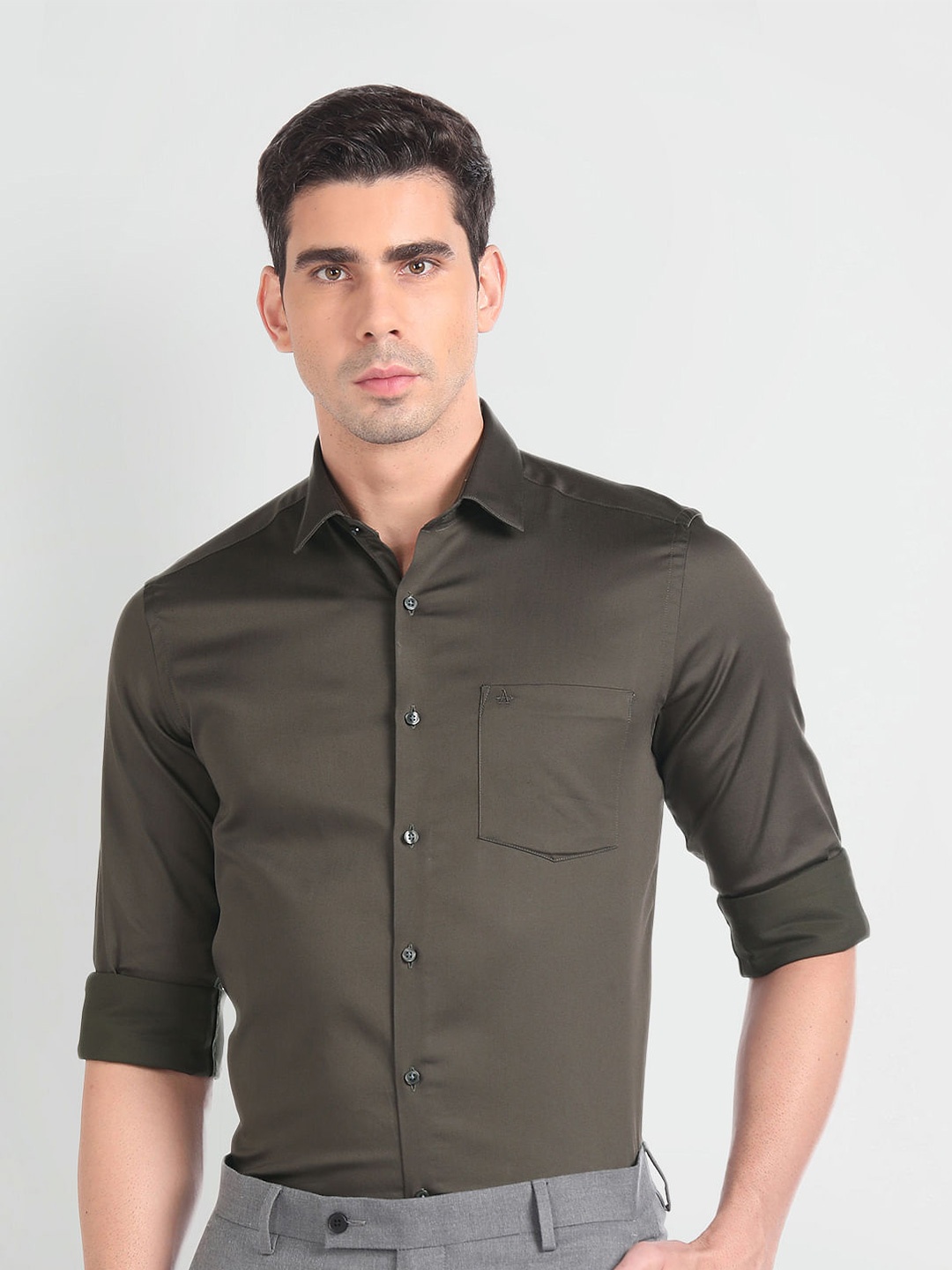 

Arrow Slim Fit Opaque Casual Shirt, Green