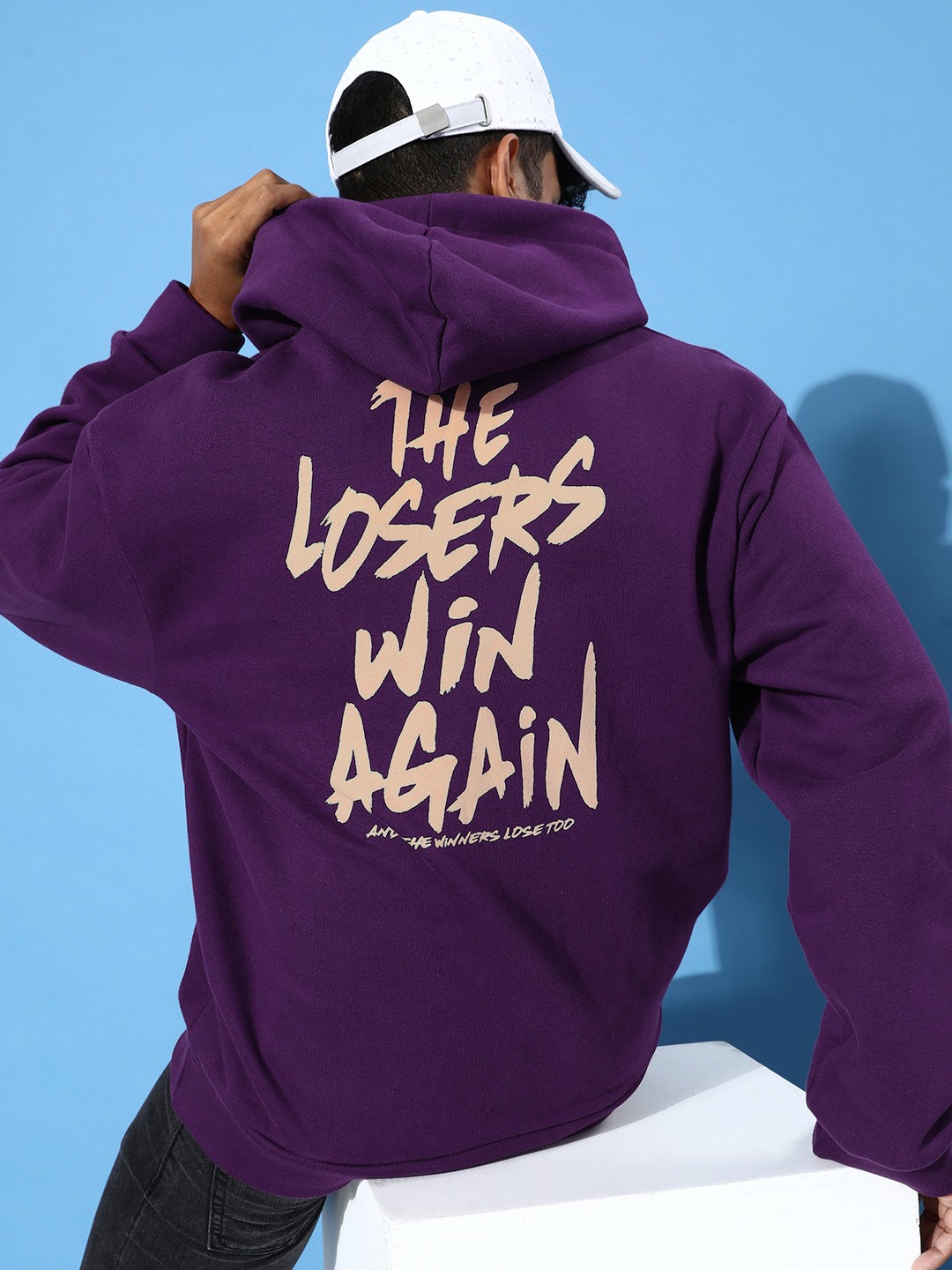 

Difference of Opinion Men Printed Hooded Sweatshirt, Purple