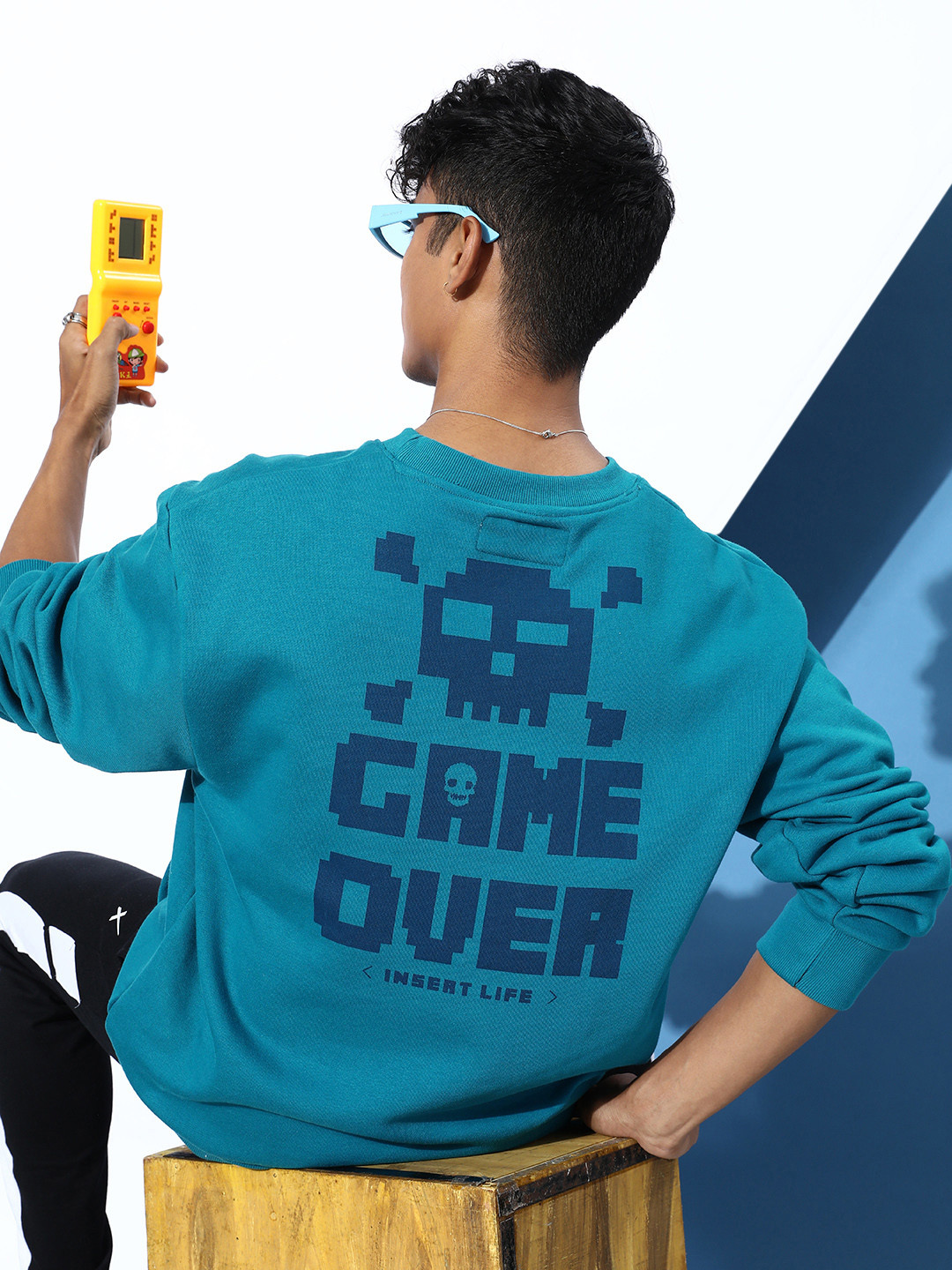 

Difference of Opinion Men Typography Printed Fleece Sweatshirt, Blue