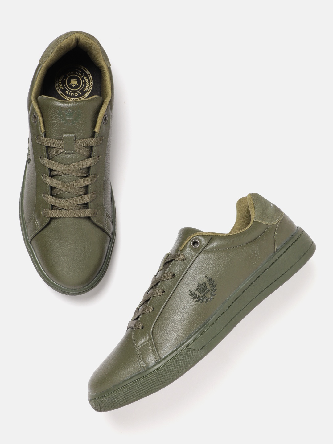 

Louis Philippe Sport Men Leather Sneakers, Olive