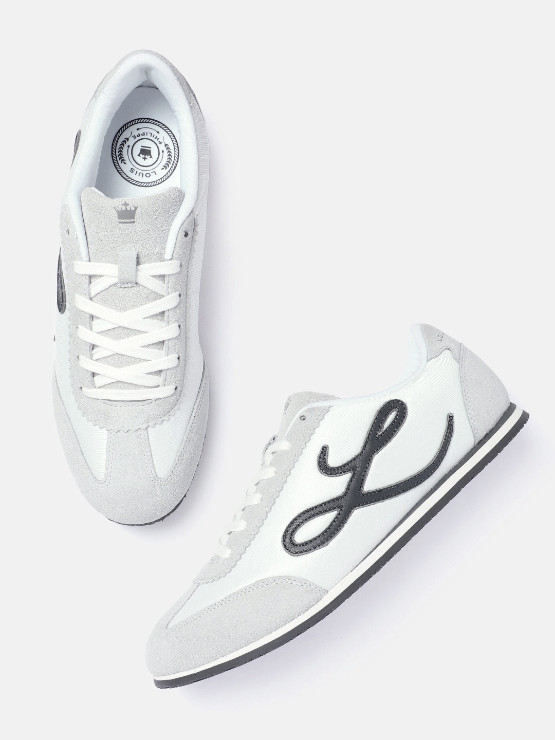 

Louis Philippe Sport Men Colourblocked Leather Everyday Sneakers with Brand Logo Detail, White