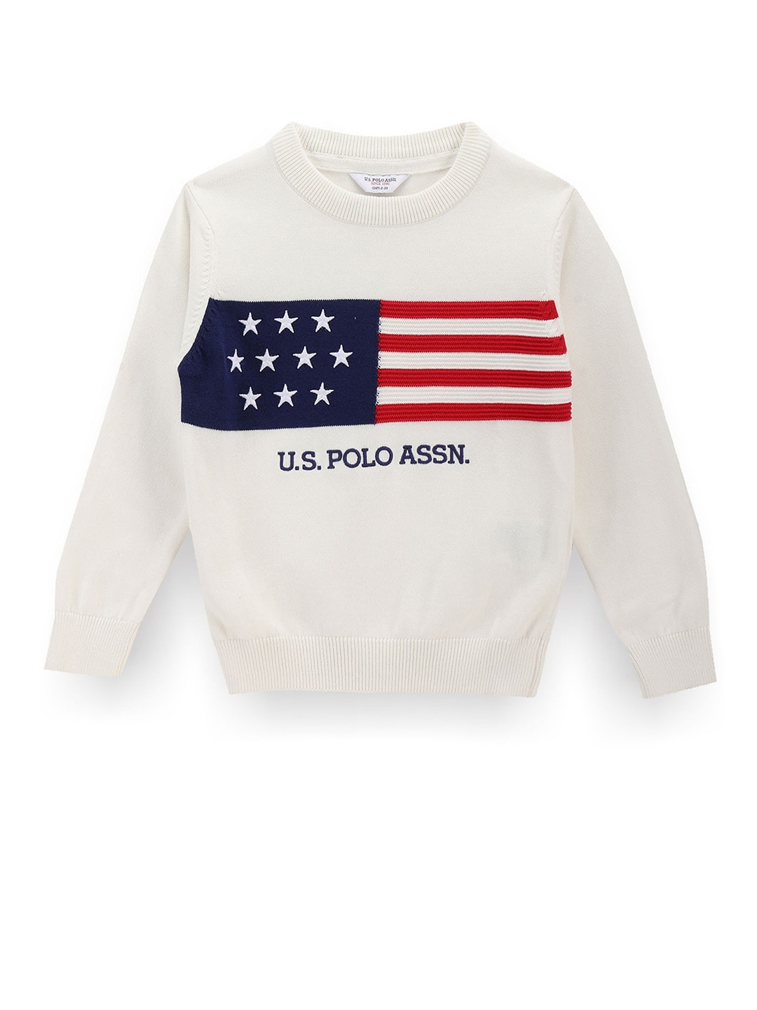 

U.S. Polo Assn. Kids Boys Graphic Printed Pure Cotton Pullover, White