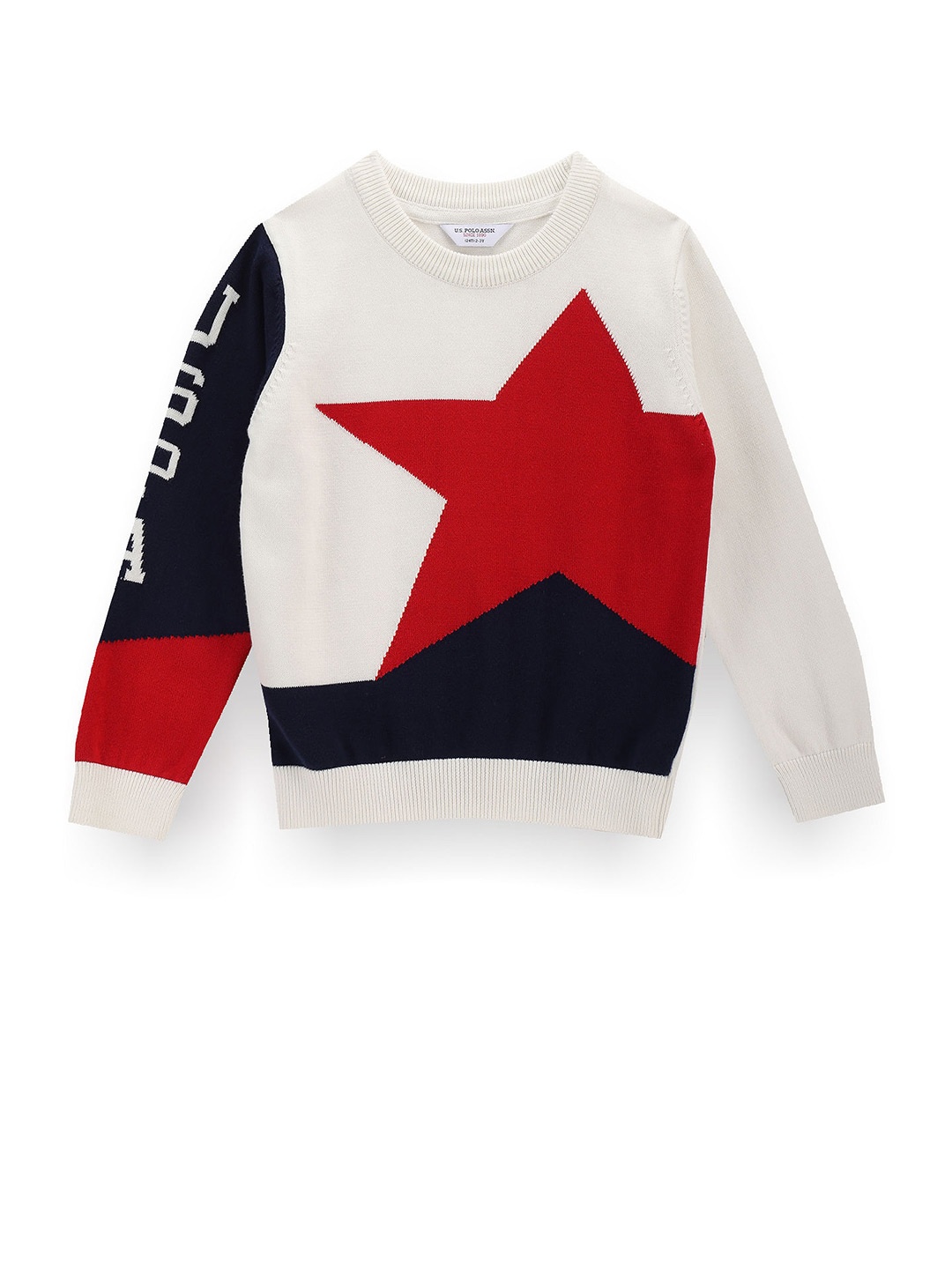 

U.S. Polo Assn. Kids Boys Graphic Printed Pure Cotton Pullover, White