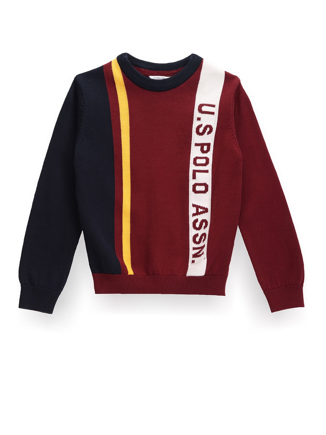 

U.S. Polo Assn. Kids Boys Brand Logo Printed Pure Cotton Pullover, Red