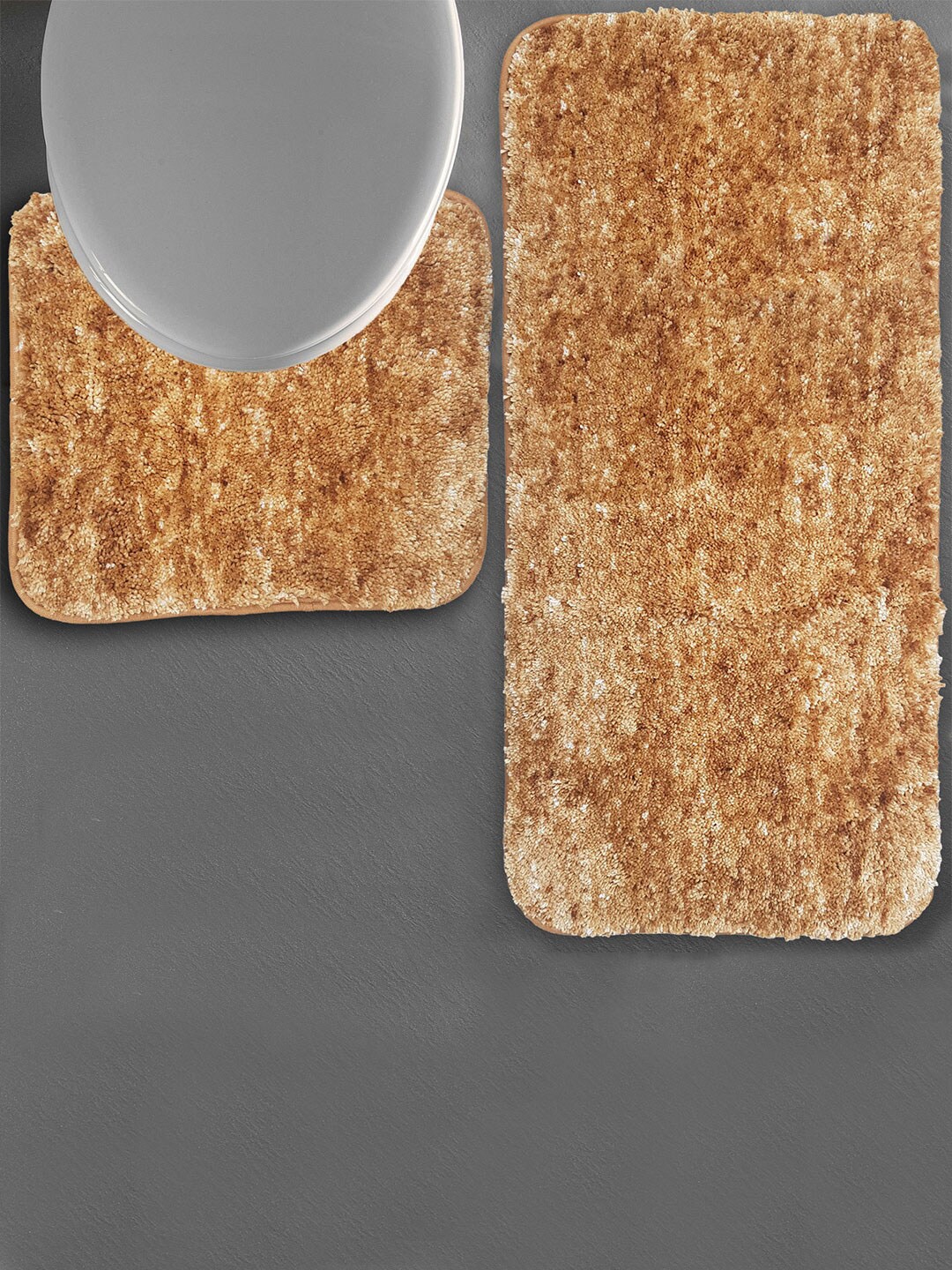 

LUXEHOME INTERNATIONAL Hawaii 2 Pcs Brown Anti-Skid Bath Rugs & Contour Set