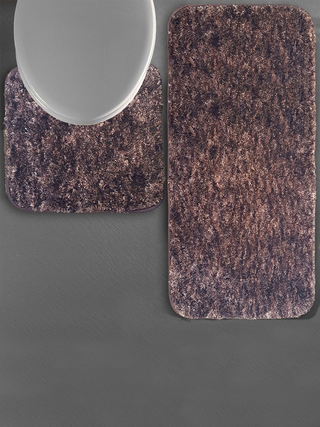 

LUXEHOME INTERNATIONAL Hawaii Coffee Brown 2 Pieces Anti-Skid Microfiber Bath Rugs