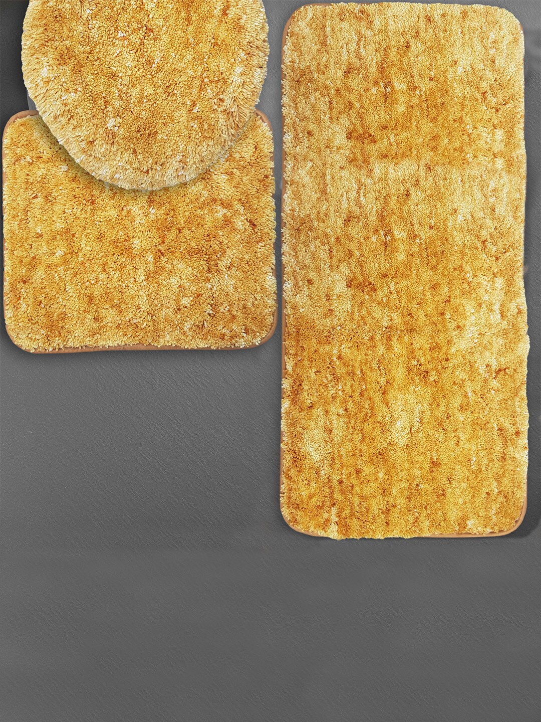 

LUXEHOME INTERNATIONAL Hawaii Yellow 3 Pieces Microfibre Bath Rugs & Contour Set