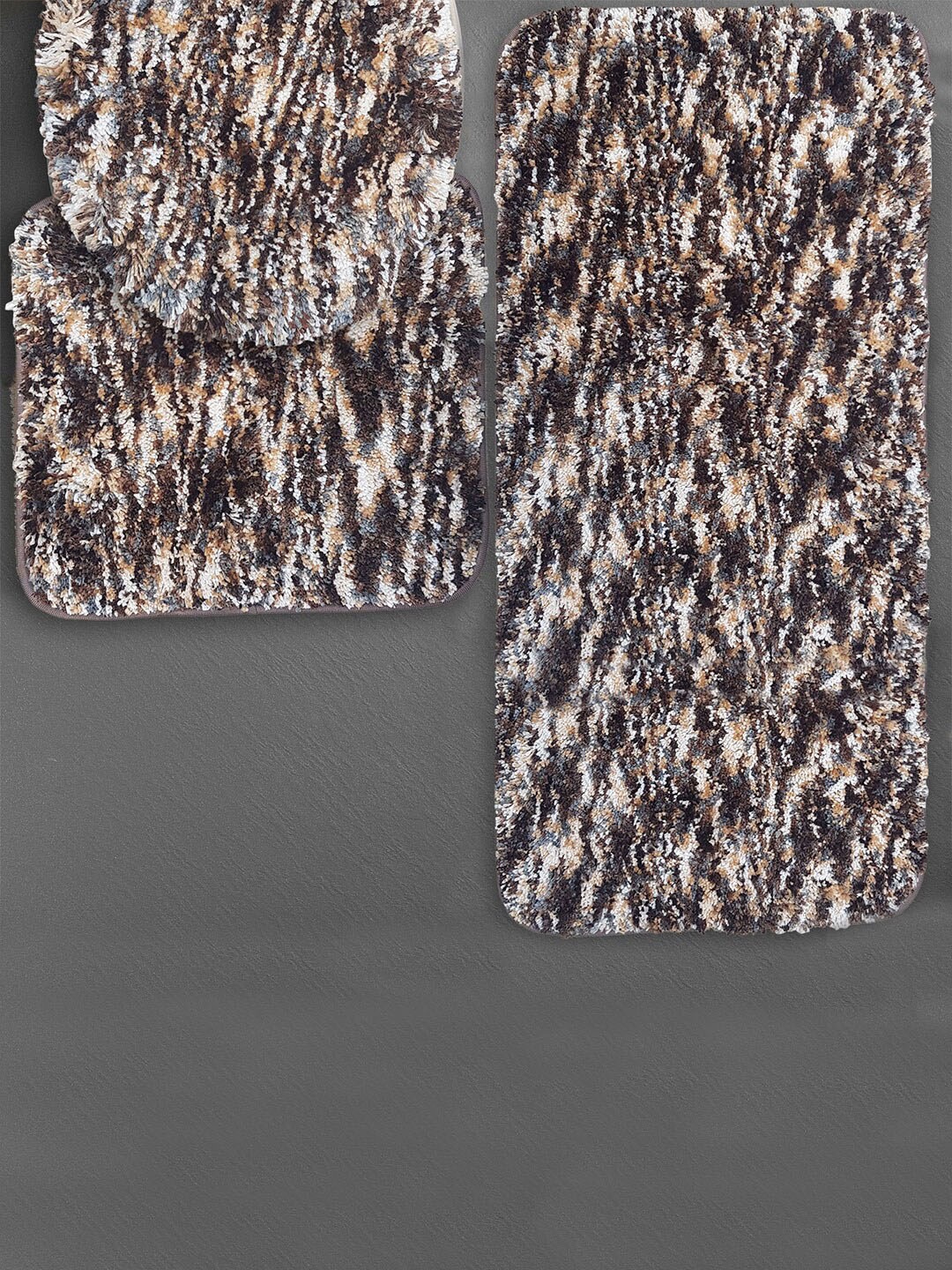 

LUXEHOME INTERNATIONAL Hawaii Brown 3 Pieces Microfibre Bath Rugs & Contour Set