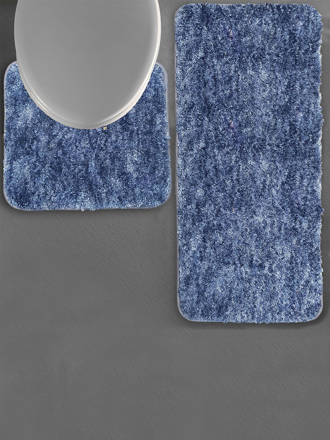

LUXEHOME INTERNATIONAL Blue 2 Pieces Microfibre Self-Designed 2200 GSM Anti-Skid Bath Rugs