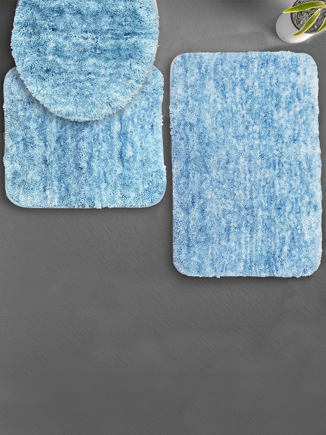 

LUXEHOME INTERNATIONAL Hawaii Turquoise Blue 3 Pieces Microfiber 2200 GSM Bath Rugs