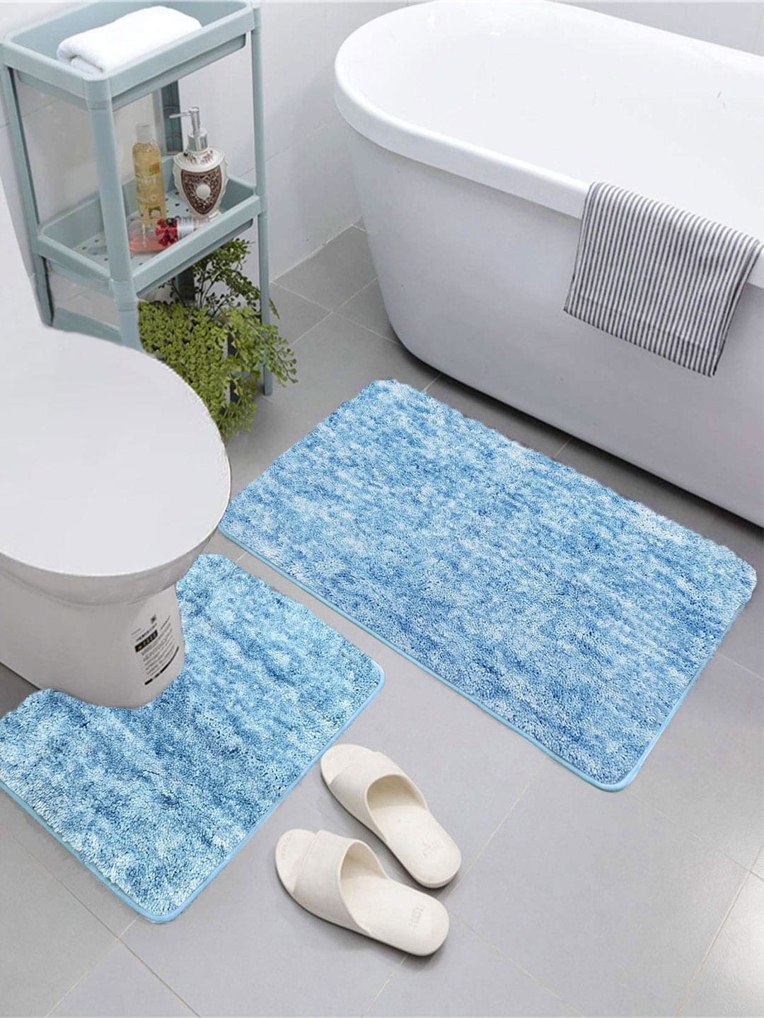 

LUXEHOME INTERNATIONAL 2 Pieces 2200 GSM Microfiber Bath Rugs, Turquoise blue